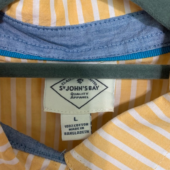 Yellow with white stripe button down shirt - Picture 2 of 3